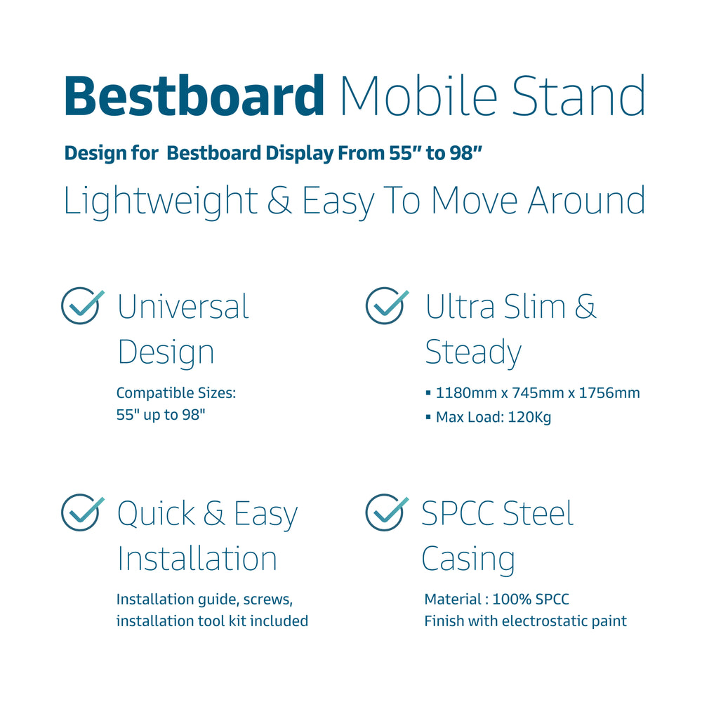 
                  
                    Bestboard Mobile Stand features
                  
                